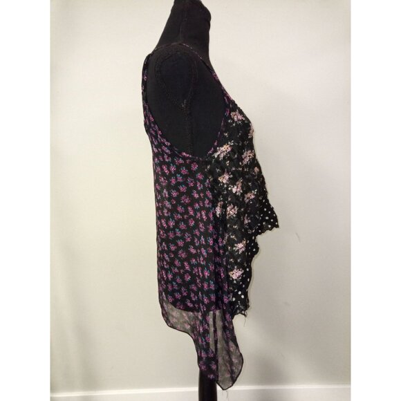 Wet Seal Junior's Black Pink Hi-Lo Floral Lace Tank Top Size Small - Picture 4 of 5